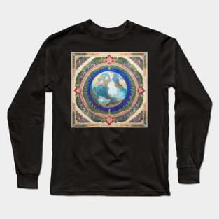 Earth mandala Islamic rug environmental protest flora pattern Long Sleeve T-Shirt